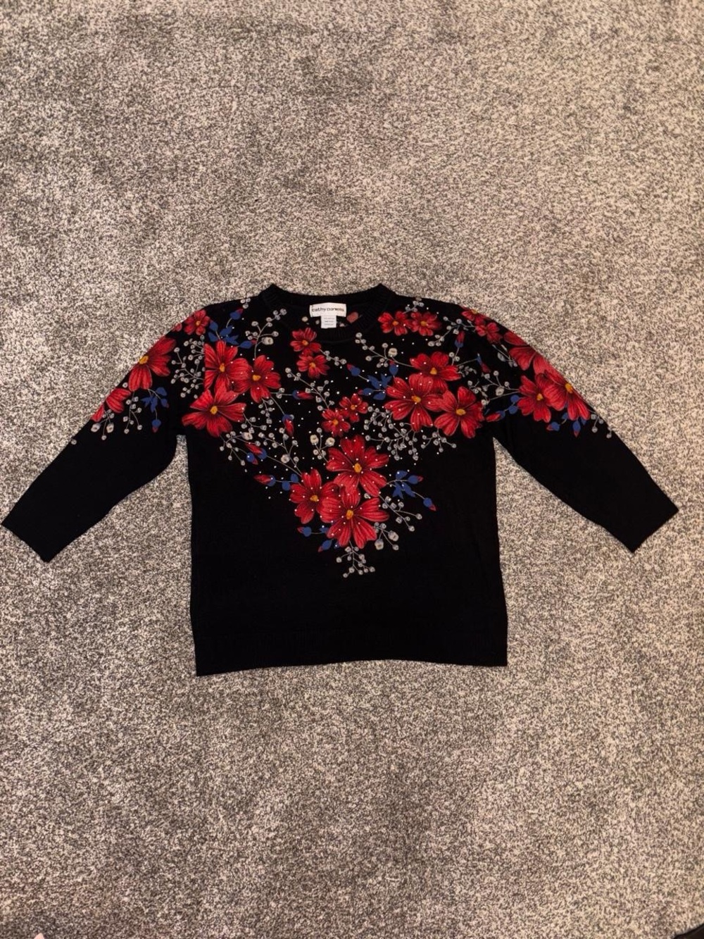 Vintage whimsical long sleeve with sequins and a floral design